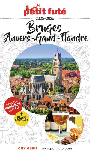 Vue aérienne de la cathédrale Saint-Salvator, vieille ville de Bruges © Martin M303 - Shutterstock.com / De la bière, des gaufres, des frites et du chocolate Belge © urgaR - iStockPhoto.com