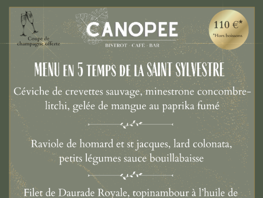 Menu en 5 temps de la Saint Sylvestre - La canopée