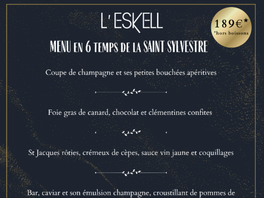 Menu en 6 temps de la Saint Sylvestre - L'Eskell