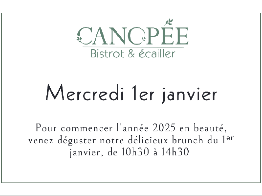 Brunch du 1er janvier à la Canopée - La canopée