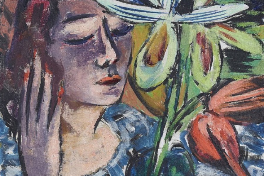 Max Beckmann (1884-1950), Frau mit Orchidee,1940. Huile sur toile, 60,5x40 cm. Courtoisie Galerie Pels-Leusden AG, Zürich.