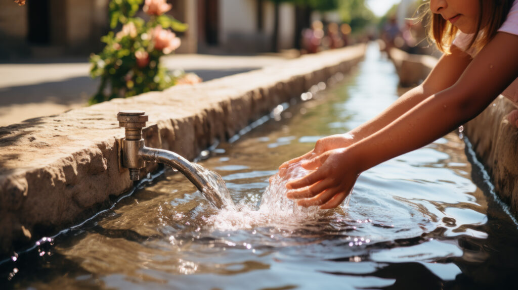 Fontaine dans un village 