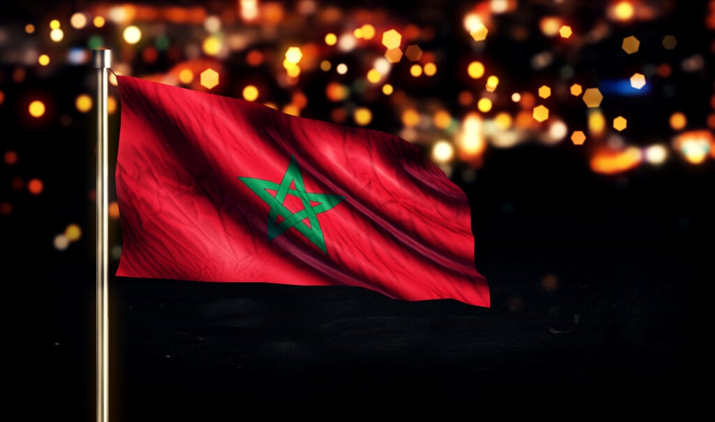 Drapeau du Maroc de nuit