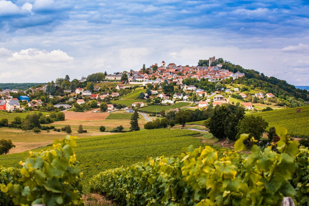 Vue de la ville de Sancerre avec les vignes