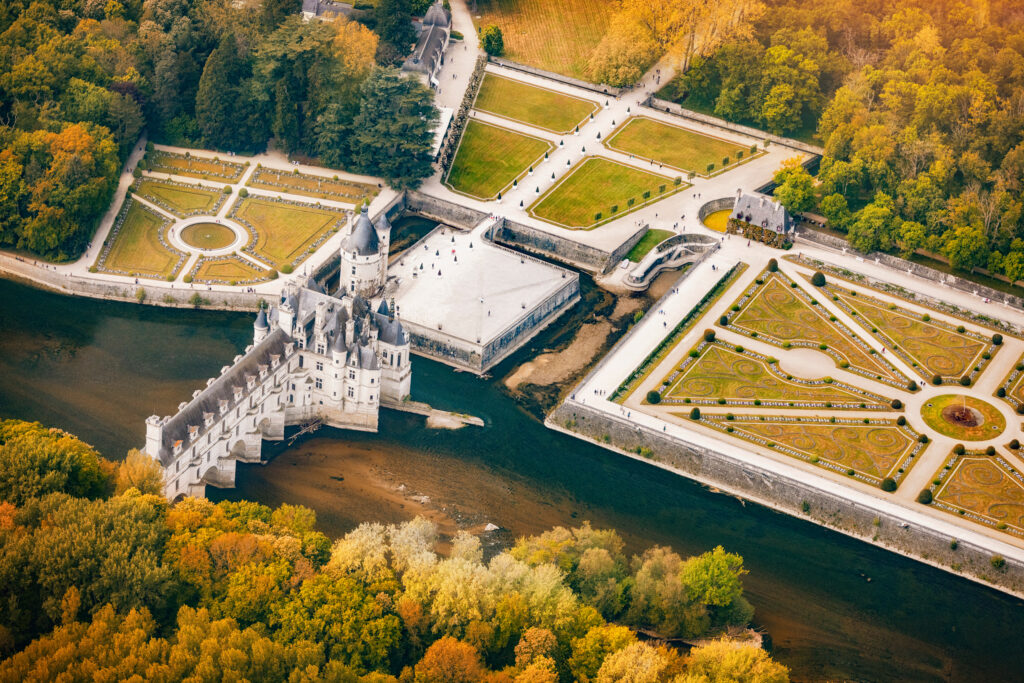 Le Château de Chenonceau depuis les airs