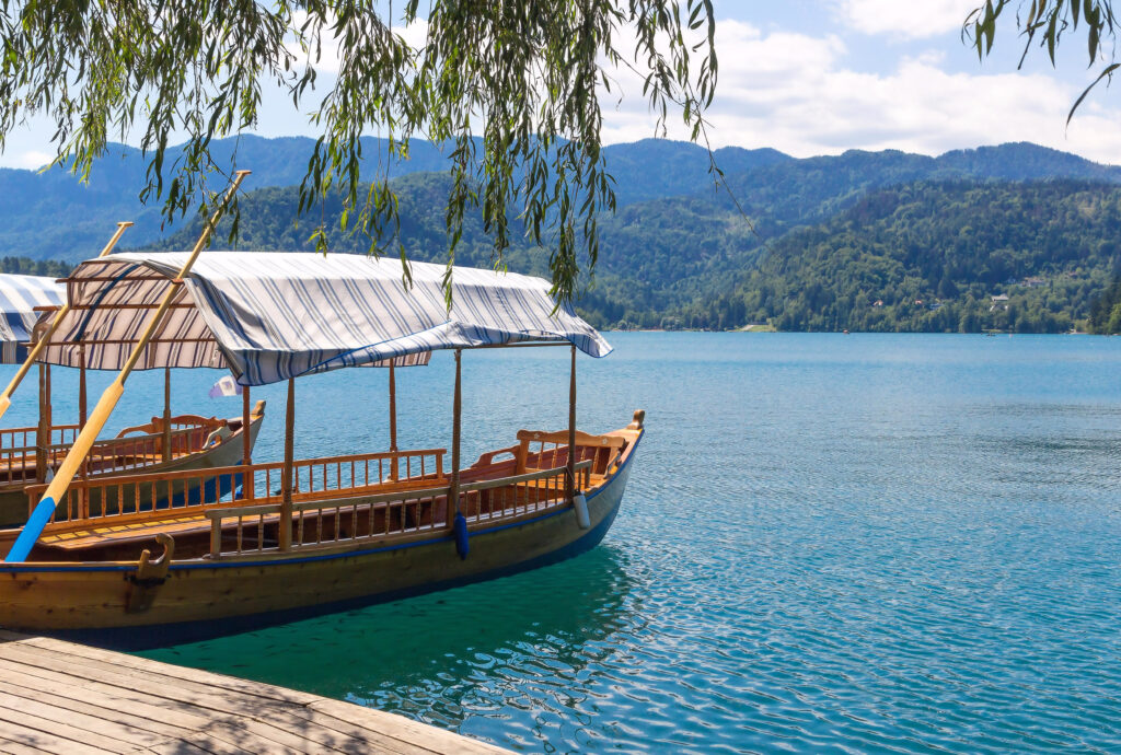 Pletnas sur le lac de Bled