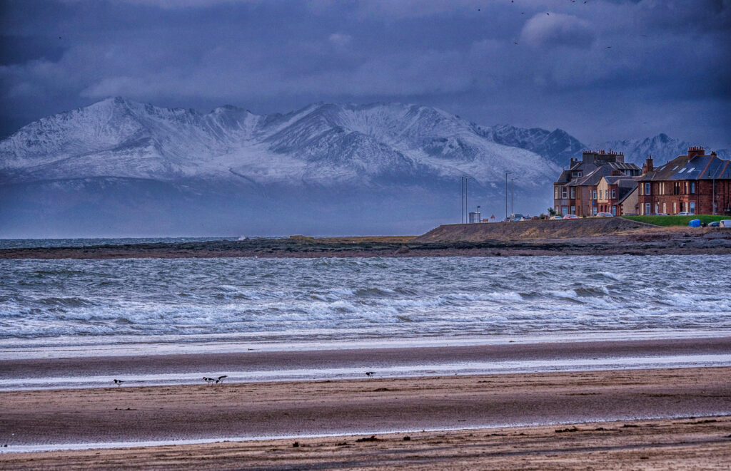 Vue depuis la plage de Troon