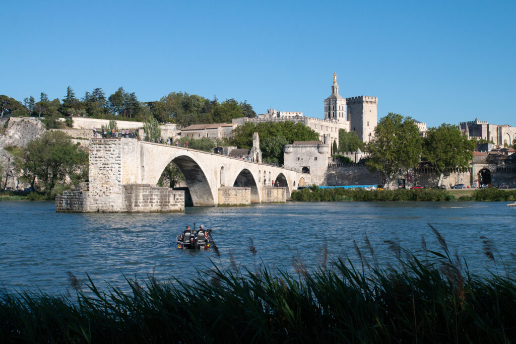 Avignon et le pont depuis la Barthelasse