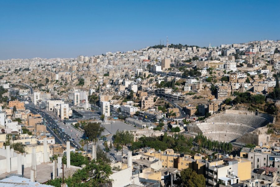 Vue sur la ville basse d'Amman et le théâtre romain de Marc Aurèle depuis la citadelle (Jebel Al-Qala'a). Irène ALASTRUEY - Author's Image