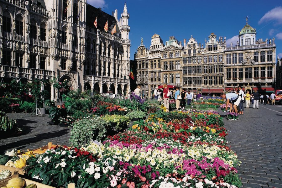 Le marché aux fleurs sur la Grand-Place. Henri Conodul - Iconotec