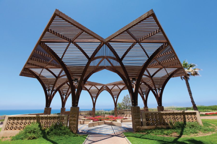 Structure en bois abstraite que l'on trouve le long de la côte Nord d'Israël. Miljko - iStokcphoto