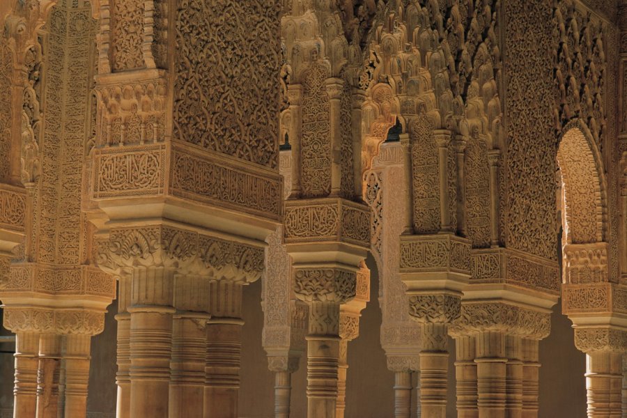 Architecture de la cour des lions de l'Alhambra de Grenade. Hugo Canabi - Iconotec