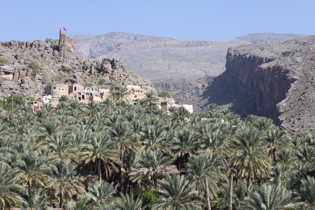 Vue sur le vieux village de Misfah