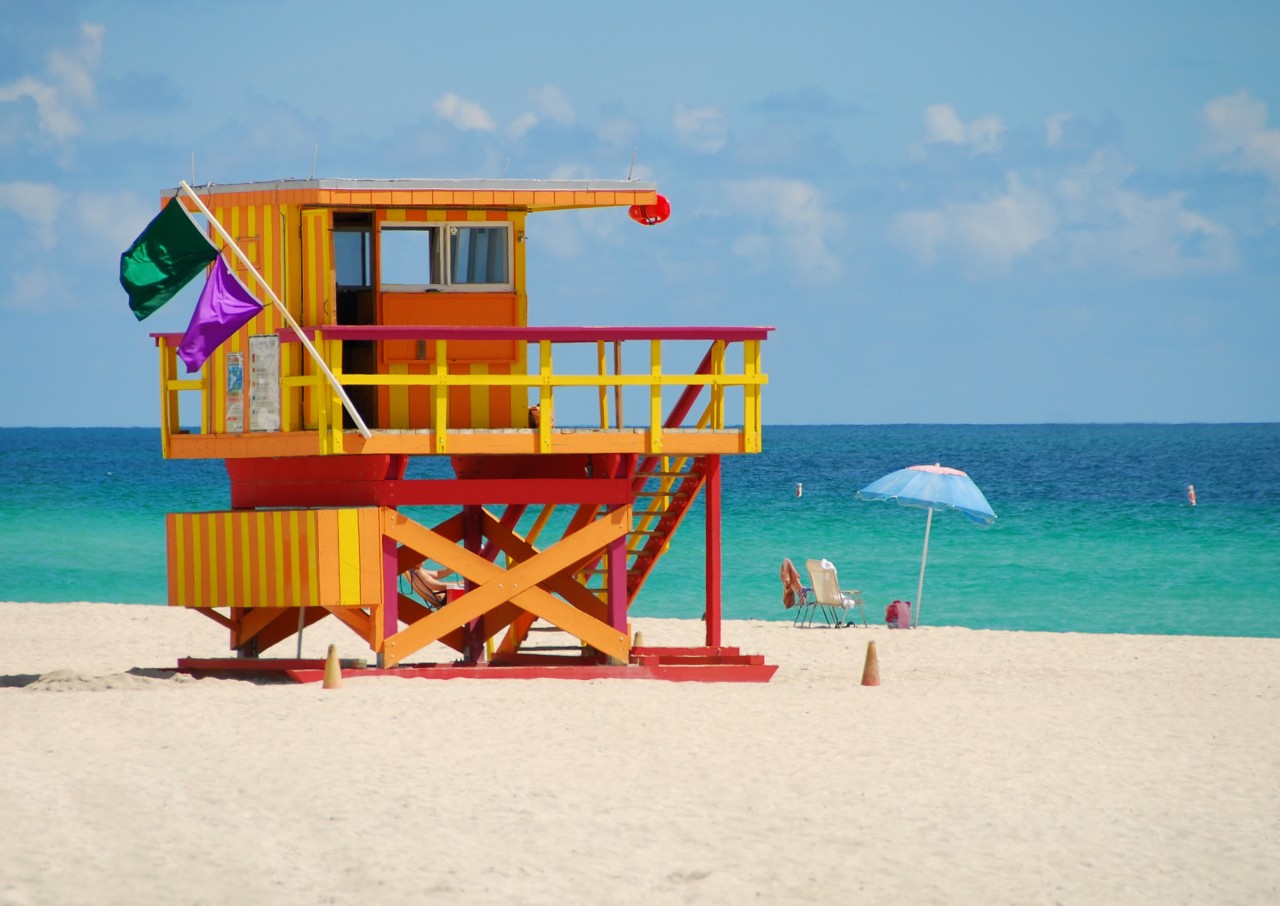 Poste de secouristes sur Miami Beach.