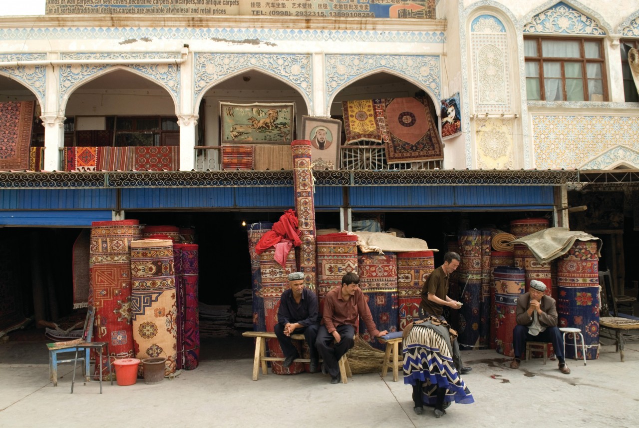 Marchands de tapis de Kashgar.