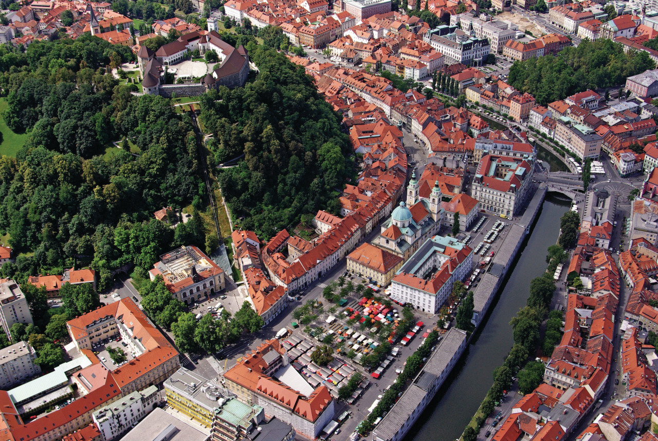 Vue aérienne de Ljubljana.