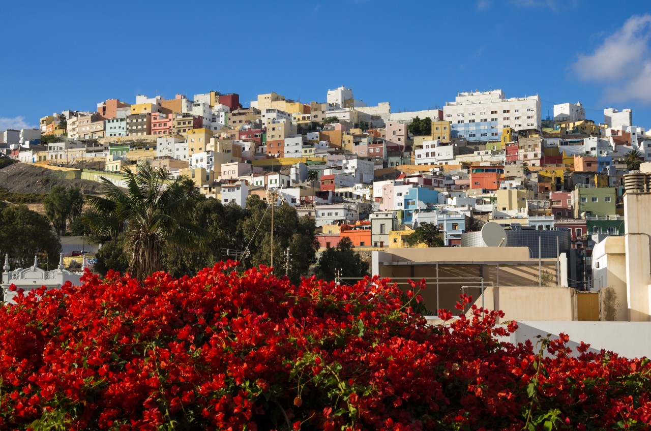 Vieilles maisons colorées dans les quartiers résidentiels de Las Palmas.