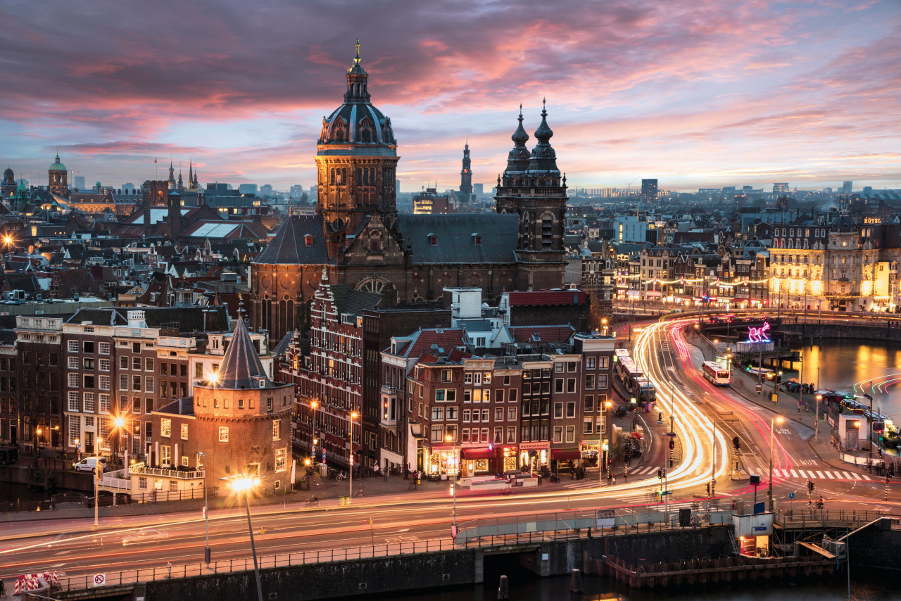 Vue sur la ville d'Amsterdam.